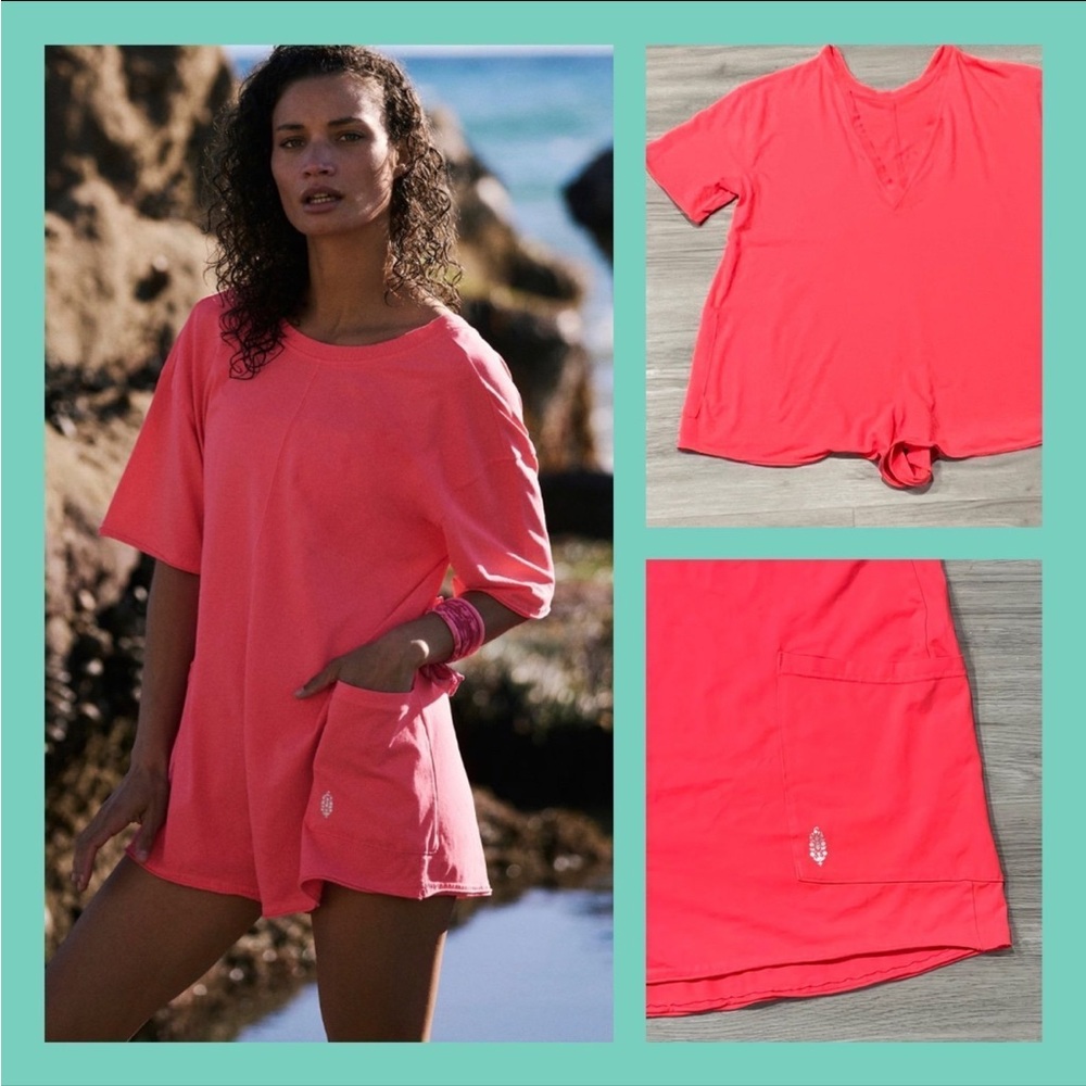 Free People, Size Large, HOT SHOT, Romper, Electric Sunrise, Short Sleeve, NWT! - Picture 6 of 15